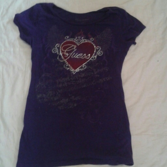 EUC Guess purple bling top M