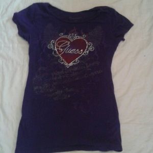 EUC Guess purple bling top M