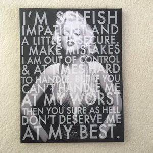 Marilyn Monroe Canvas Quote "I'm selfish impatient