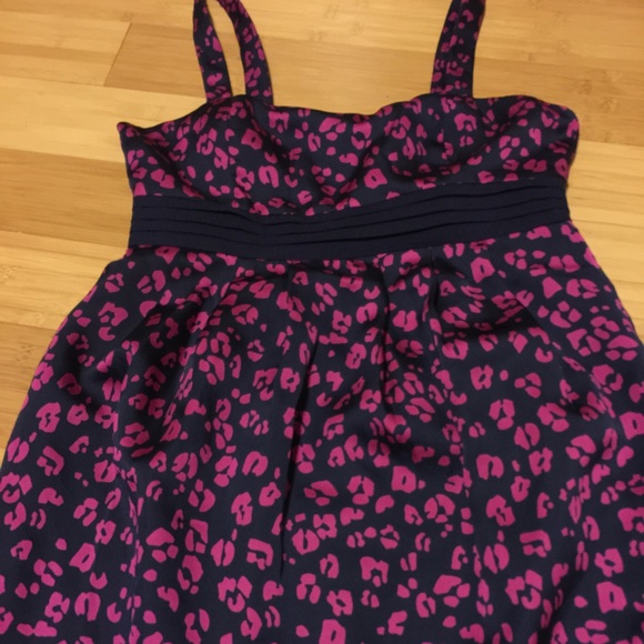 F21 sleeveless pink leopard print & navy dress