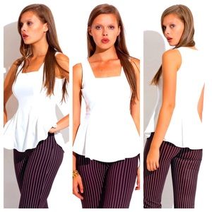Bright white ivory peplum top