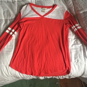 VS Pink long sleeve red varsity shirt