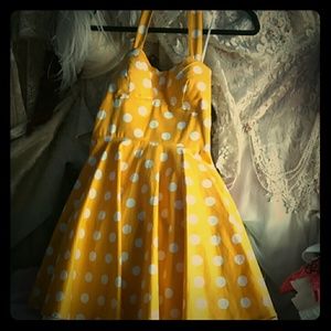 Yellow retro polka dot dressy
