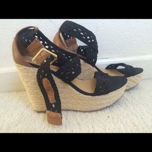 Black Just Fab Wedges Size 7