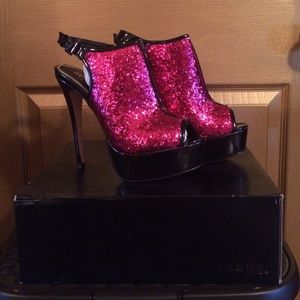 Pink Glitter Peeptoe Shooties