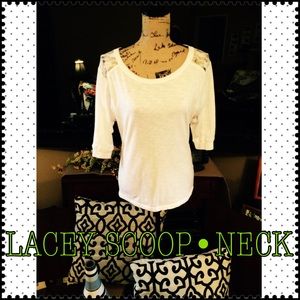 WHITE LACE SHOULDER TEE TOP