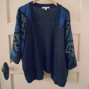 Gray Knit Blye Tribal Design Cardigan