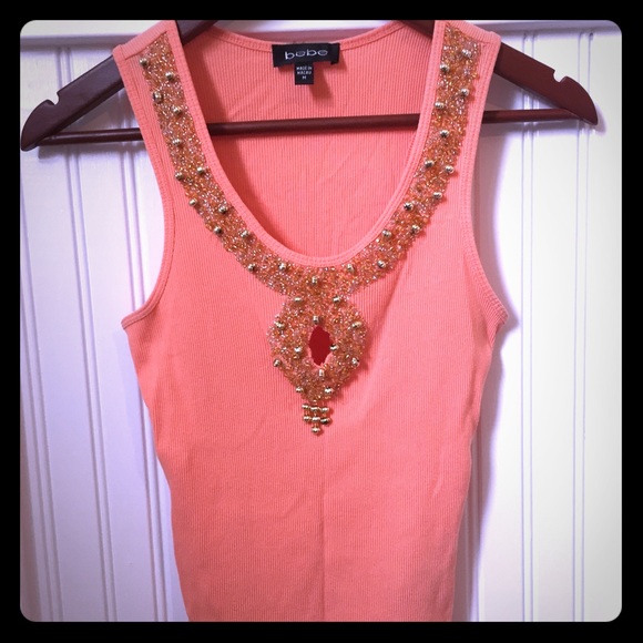 Peach bebe top. Size Medium.