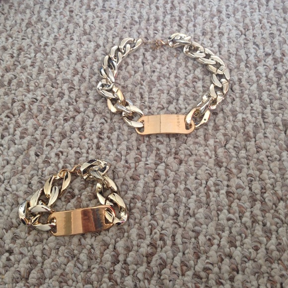Gold Chain Link Necklace and Bracalet