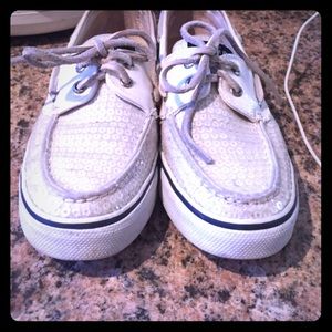 White Sequin Sperrys