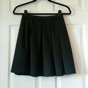 Black Pleated Skater Skirt