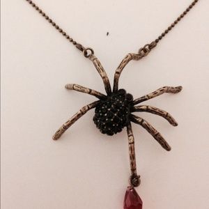 Betsey Johnson crystal charm vintage spider rhinestone Halloween creepy insect