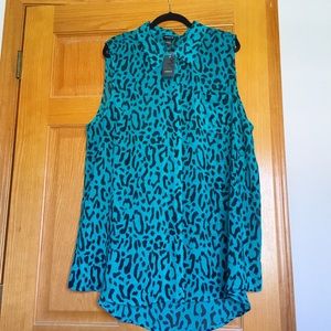 Leopard Chiffon Sleeveless Tunic Plus Size