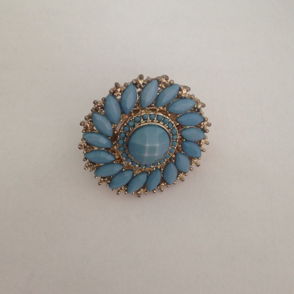 Blue and Gold Flower Ring