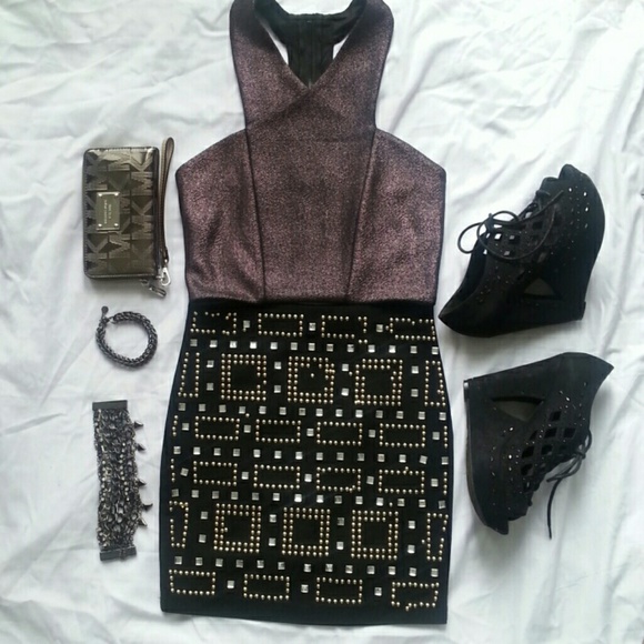 NWT Black Studded Mini Skirt
