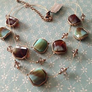 Brown turquoise wire necklace