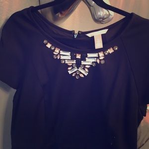 Black jeweled ponte dress
