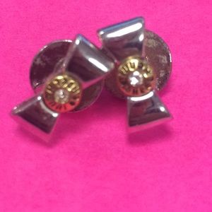 Henri Bendel two tone "Bendel Bow" earrings
