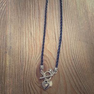 Lia Sophia leather/charm necklace