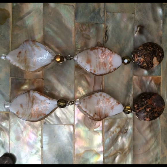 Vintage stone and glass clip earrings