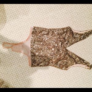 Bebe gold sequin bodysuit Small