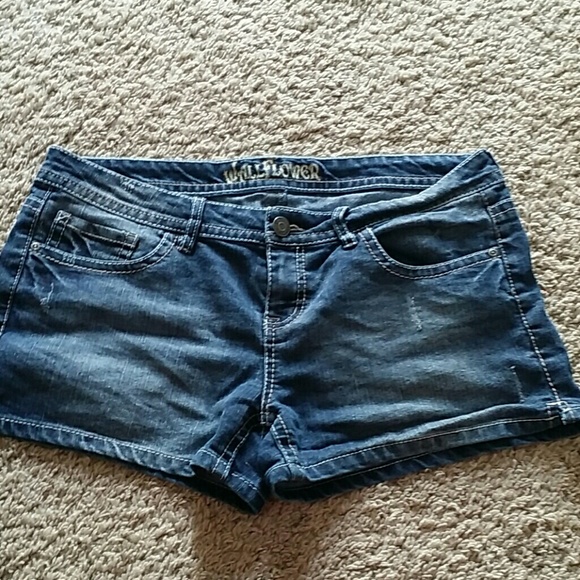 Denim shorts.