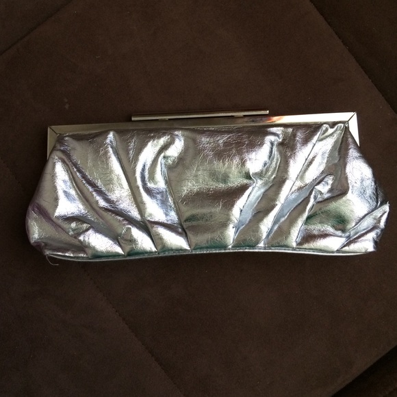 Metallic Silver Clutch w/ Shoulder Strap