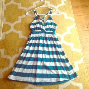 Teal & White criss-cross sundress