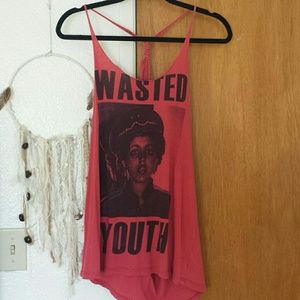 Red wasted youth razor back tank