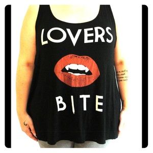 Torrid Lover's Bite tank top w/sheer back panel.