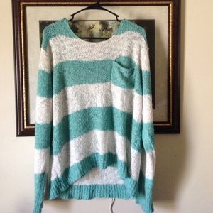 Forever 21 Aqua and white striped sweater