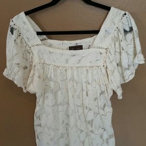 White Cotton/Polyester Lace Dress