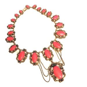 Coral and emerald necklace