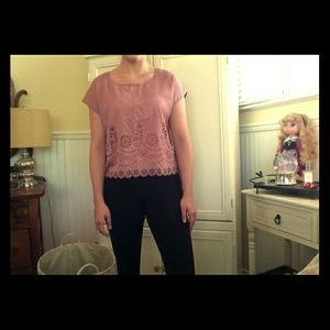 Floral lazer cut out top