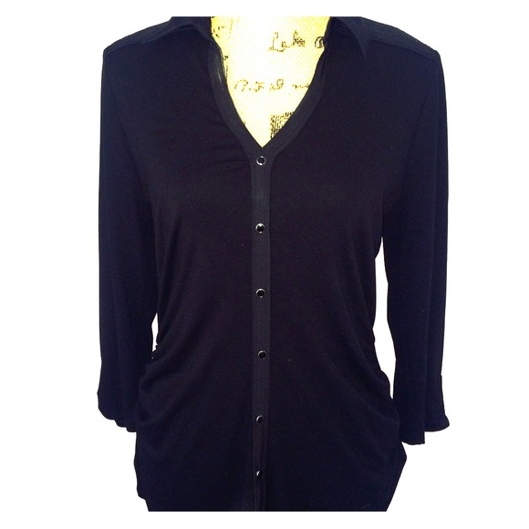 Black long sleeve faux button up top