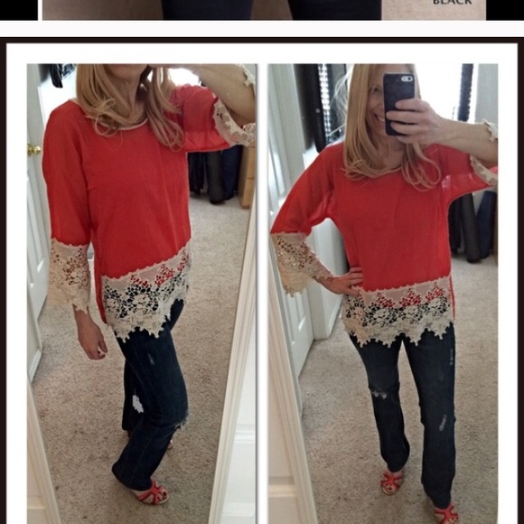 Adorable Lace Trim Top - Picture 2 of 4