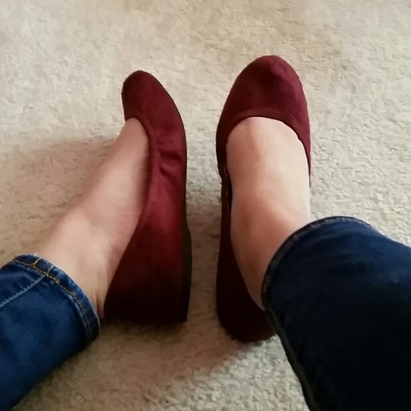 Burgundy flats