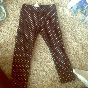 black and white polka dot pants(: