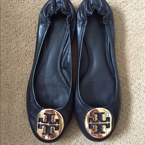 Tory Burch Black and Gold Flats