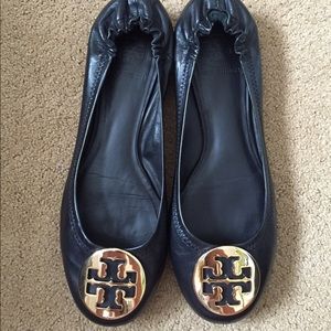 Tory Burch Black and Gold Flats