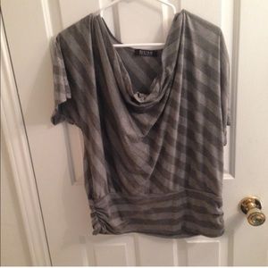 Grey striped cowl neck