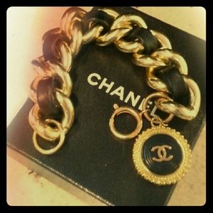 Chanel re purposed Button Bracelet Leather