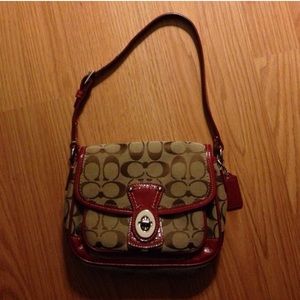 Tan and Red Mini Coach Purse