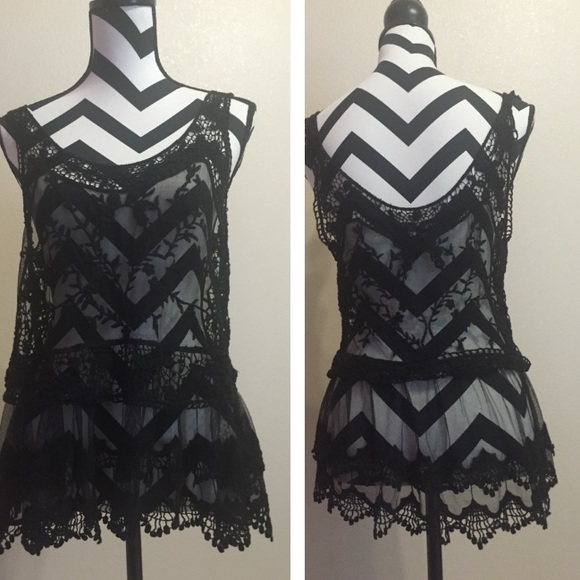 Sheer, peplum lace top