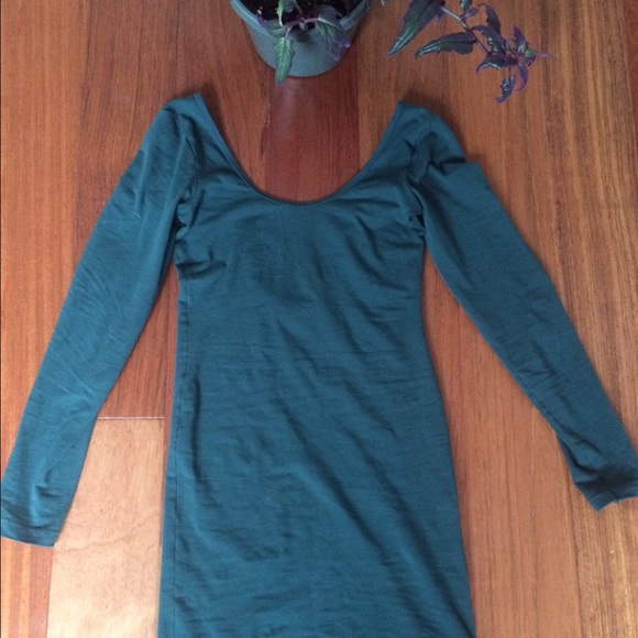 Deep blue-green dress with scoop back - Picture 1 of 3
