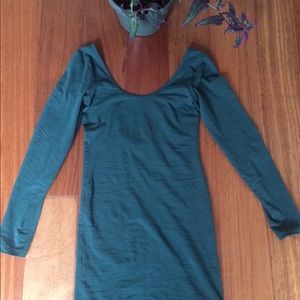 Deep blue-green dress with scoop back