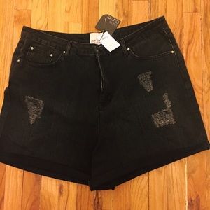 ASOS CURVE black denim shorts