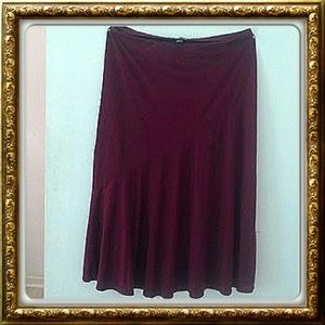 Plum skirt and grey top