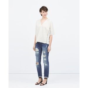 HP🎉Zara medium wash ripped boyfriend jeans