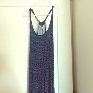 Blue and black patterned dress